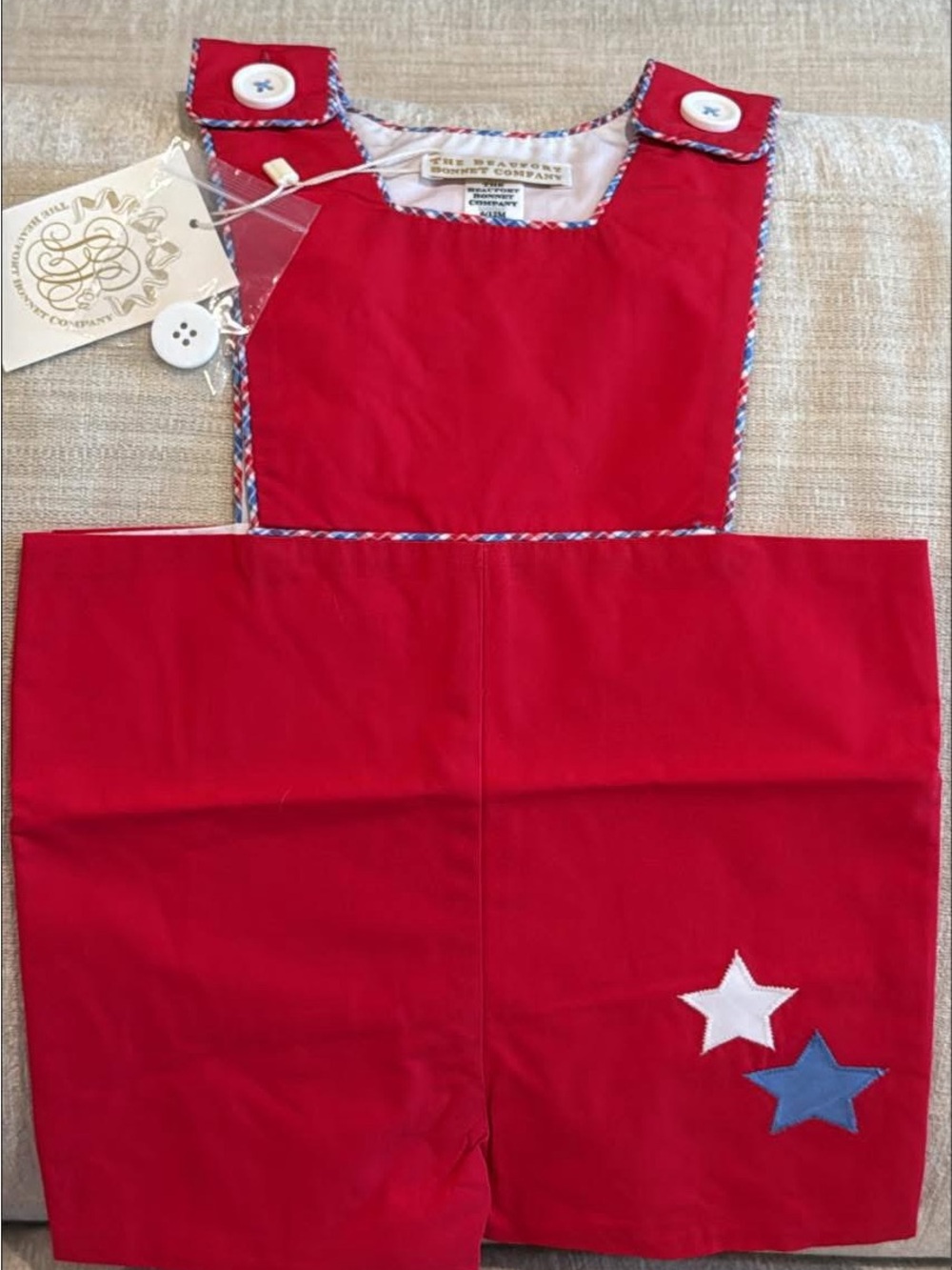 The Beaufort Bonnet Company Red Kids One-Piece with Star Appliqué